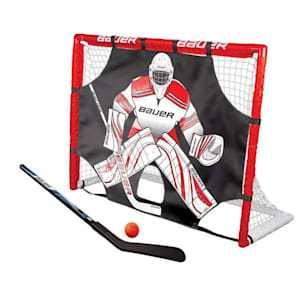 Bauer Street Hockey Goal w/ Shooter Tutor, Stick & Ball - 48" x 37" x 18"
