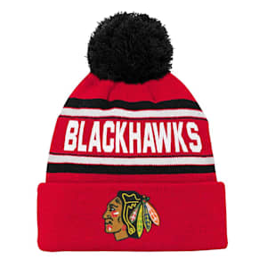 Outerstuff Jacquard Cuff Pom Knit Hat - Chicago Blackhawks - Youth