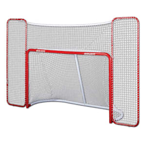Kapler Foldable Hockey Goal，6 x 4 Steel Hockey Net Professional Street Hockey Shooting Targets with Red Frame and White Netting Square