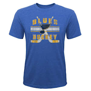Outerstuff Super Stripe Short Sleeve Tri Blend Tee Shirt – St. Louis Blues - Youth
