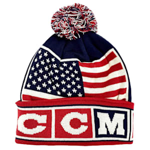 CCM USA Flag Hockey Pom Knit Hat - Adult