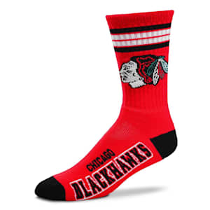 For Bare Feet 4-Stripe Deuce Crew Sock - Chicago Blackhawks - Youth