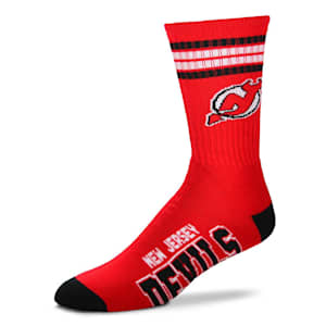 For Bare Feet 4-Stripe Deuce Crew Sock - New Jersey Devils - Youth
