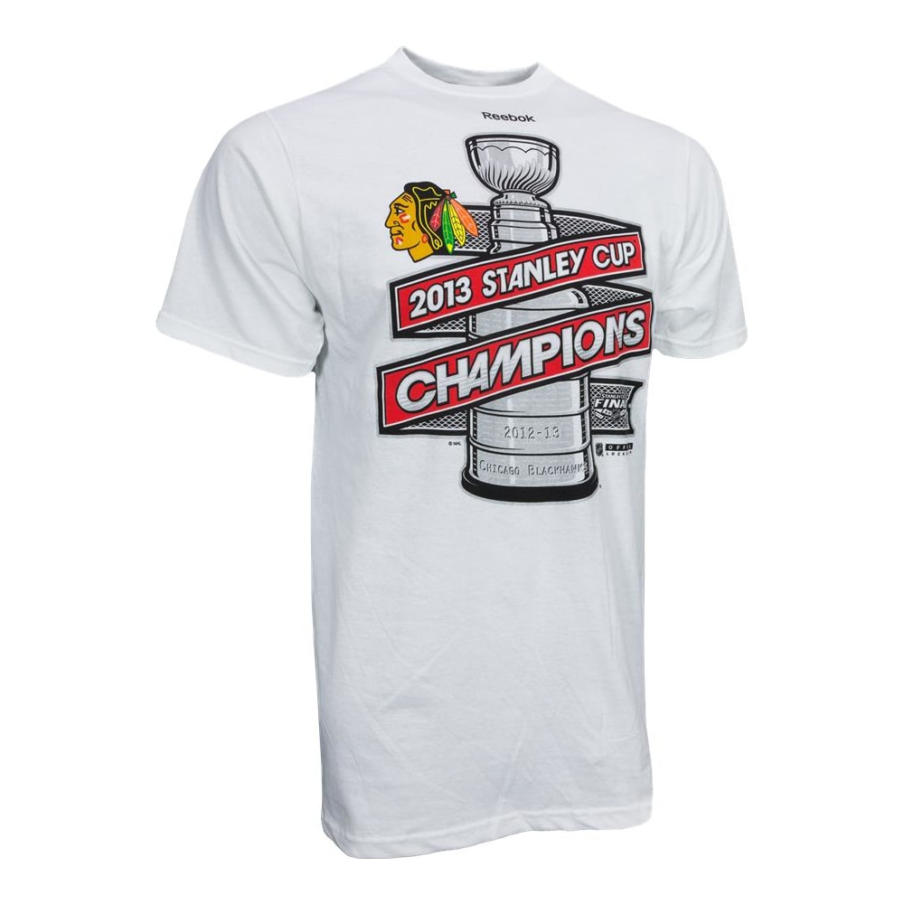 Reebok 2013 Stanley Cup Champion Chicago Blackhawks Tee Shirt Mens