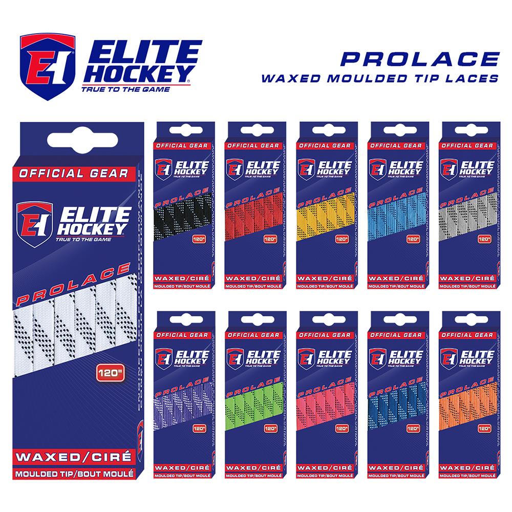 Elite Hockey Prolace Non-Waxed Molded Tip Ice Hockey Skate Laces Color Choice One Pair
