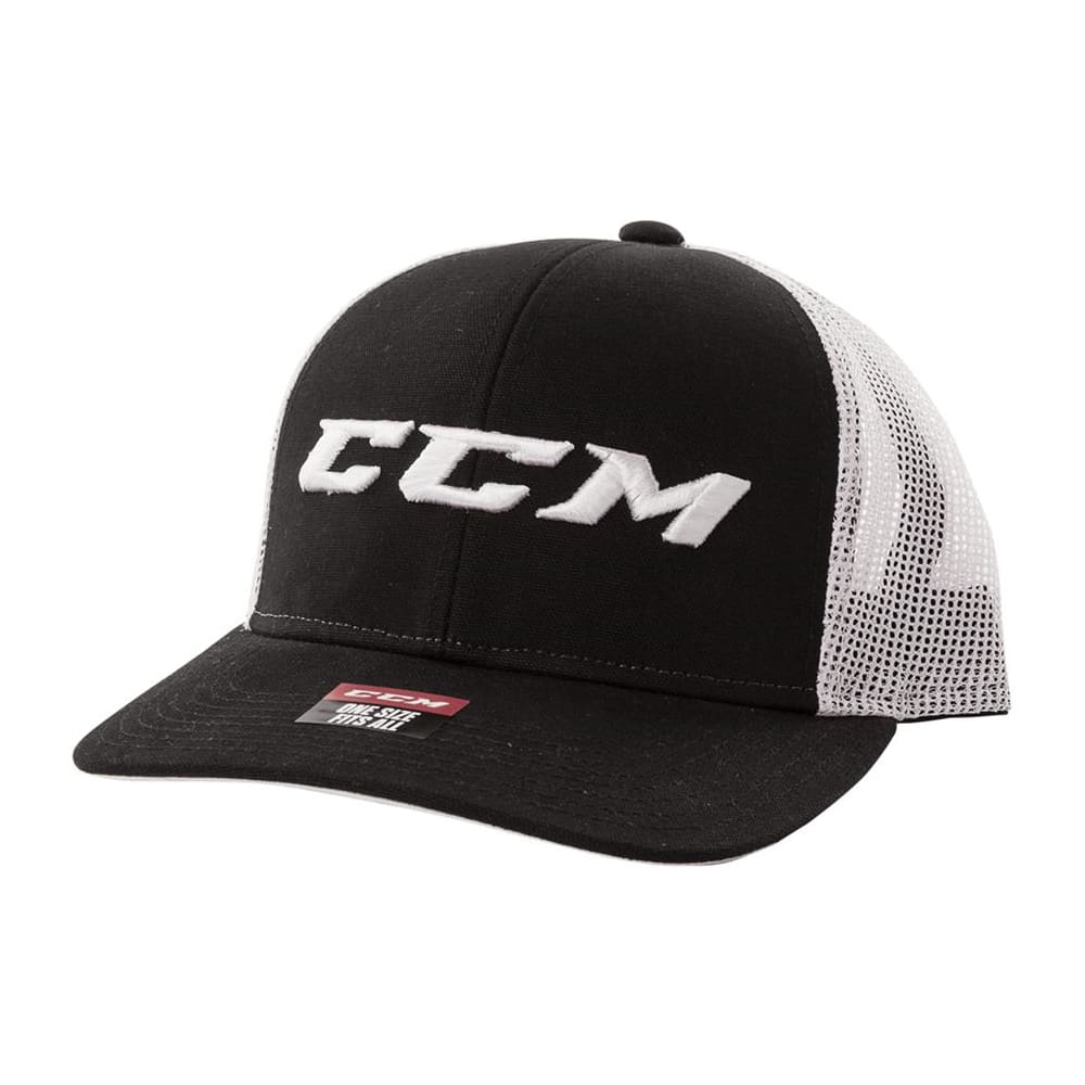 CCM Meshback Trucker Cap Black White Adult