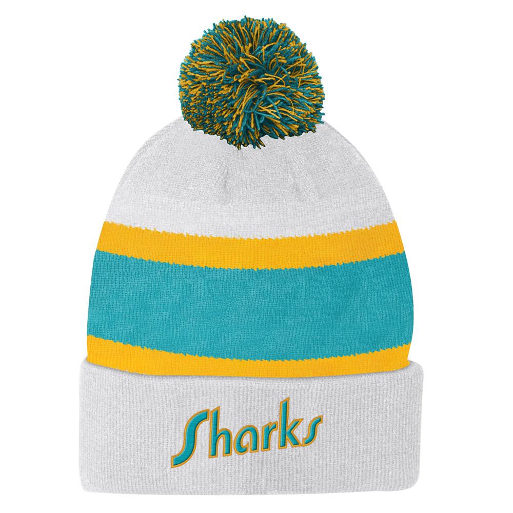 Outerstuff Reverse Retro Pom Knit Hat San Jose Sharks Youth Pure Hockey Equipment