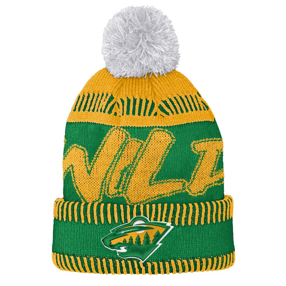 Outerstuff Reverse Retro Script Pom Knit Hat - Minnesota Wild