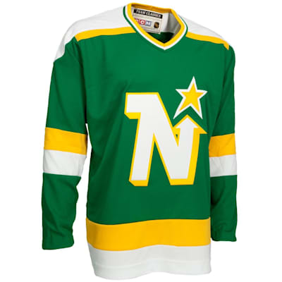 Green and White Hockey Jerseys with The North Stars Twill Logo Adult Medium / (with Player Number) / Green