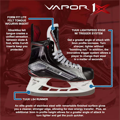  (Bauer Vapor 1X Ice Hockey Skates - Junior)