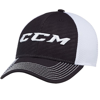 CCM HOCKEY ICON STRUCTURED MESH TRUCKER SR/ADULT ADJUSTABLE CAP/HAT OSFM-BLACK 