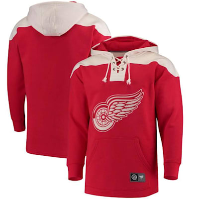 Fanatics Detroit Red Wings Fleece Lace Up Hoody Adult Pure