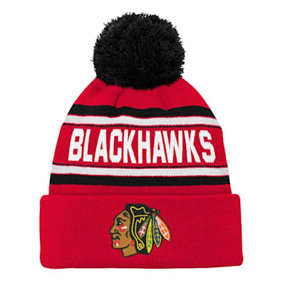 Front (Outerstuff Chicago Blackhawks Youth Pom Knit Hat)