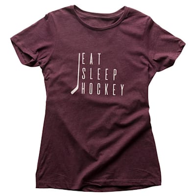 Front (Pure Hockey Pure Hockey Eat.Sleep.Hockey Tee - Plum - Womens)