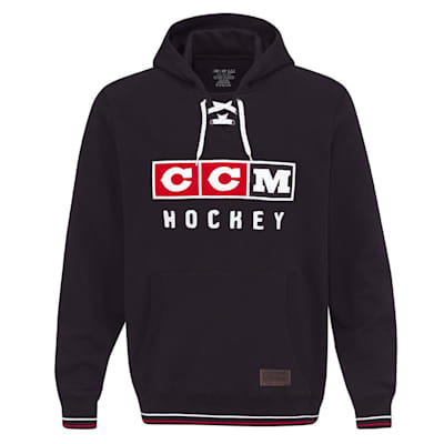 Black (CCM Classic Lace Fleece Hoodie - Adult)