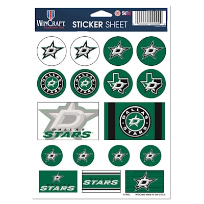 NHL Sticker Sheet 5x7 Stars (Wincraft Vinyl Sticker Sheet - Dallas Stars)