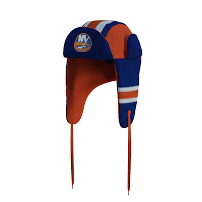 NHL White Faux Fur Trapper Hat with Blue and Orange NY Patch Men main image 3