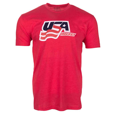 Red Front (USA Hockey Short Sleeve Tee Shirt - Adult)