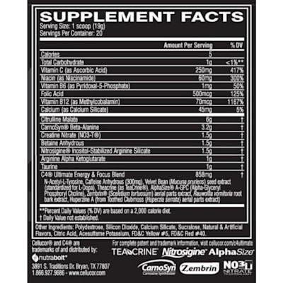 Cellucor c4 label