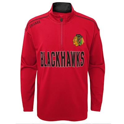  (Outerstuff Attacking Zone 1/4 Zip Performance Top - Chicago Blackhawks - Youth)