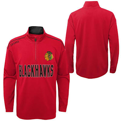  (Outerstuff Attacking Zone 1/4 Zip Performance Top - Chicago Blackhawks - Youth)