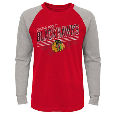  (Outerstuff Over Time Long Sleeve Raglan Tee Shirt - Chicago Blackhawks - Youth)