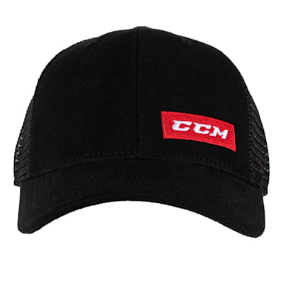 CCM HOCKEY ICON STRUCTURED MESH TRUCKER SR/ADULT ADJUSTABLE CAP/HAT OSFM-BLACK 