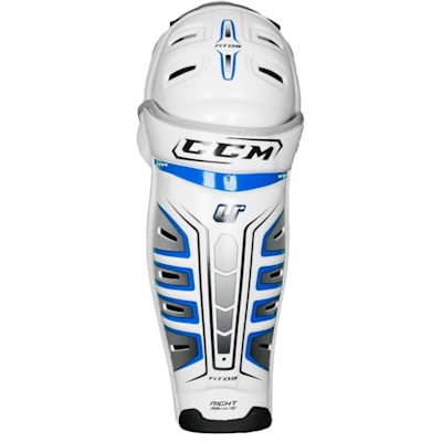 CCM Youth Ice Hockey Shin Guards – 9 Inch, Blue & White, With Knee Cap Protection