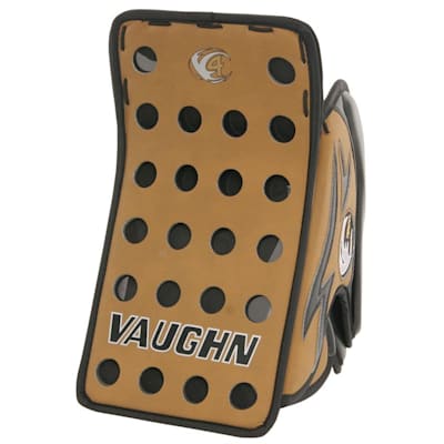 Front - Tan/Black (Vaughn 7600 Velocity 4 Vintage Goalie Blocker - Senior)
