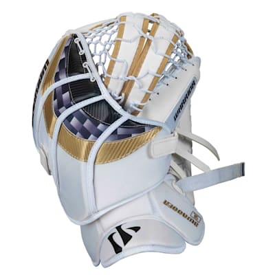 Back Hand - White/Gold/Black (Warrior Swagger Goalie Catch Glove - Junior)