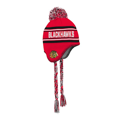  (Outerstuff Jacquard Tassel Knit With Pom - Chicago Blackhawks - Youth)