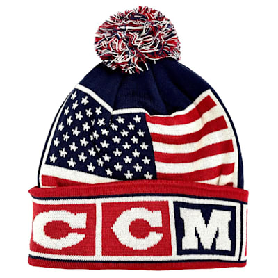  (CCM USA Flag Hockey Pom Knit Hat - Adult)