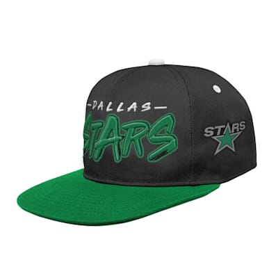 VTG Dallas Stars Logo Spellout Snapback Hat Hockey NHL Green Black