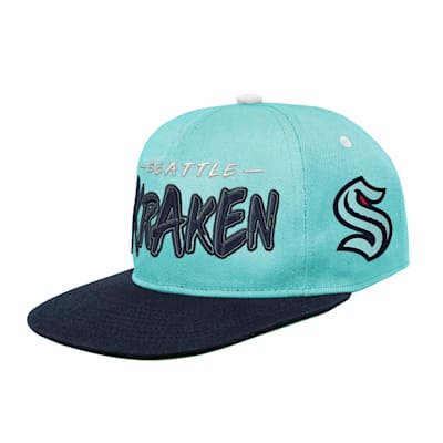  (Outerstuff Reverse Retro Script Flatbrim Hat - Seattle Kraken - Youth)