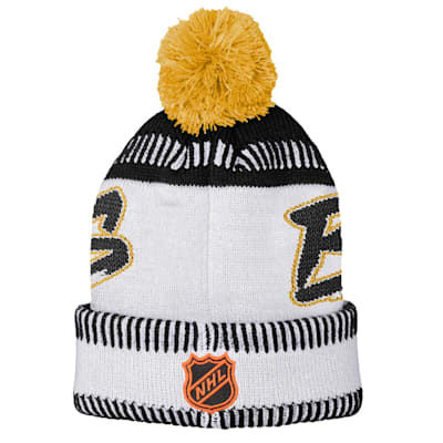 Boston Bruins Punch Out Knit Black Pom - Mitchell & Ness beanie