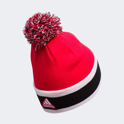  (Adidas Team Stripe Cuffed Pom Hat - New Jersey Devils - Adult)