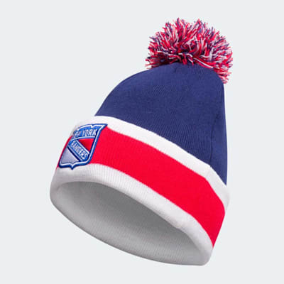  (Adidas Team Stripe Cuffed Pom Hat - New York Rangers - Adult)