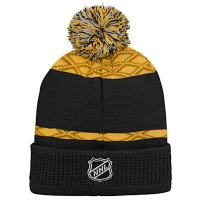  (Outerstuff Puck Pattern Pom Beanie - Boston Bruins - Youth)