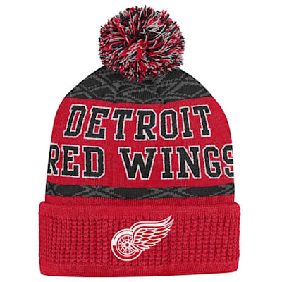  (Outerstuff Puck Pattern Pom Beanie - Detroit Red Wings - Youth)