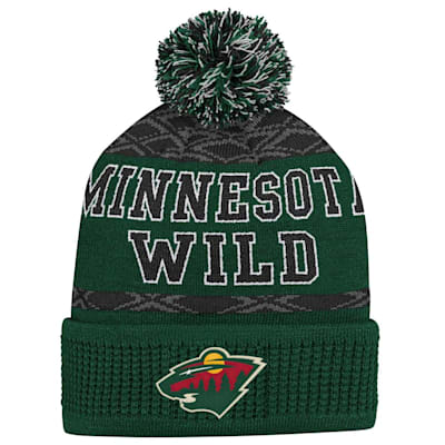  (Outerstuff Puck Pattern Pom Beanie - Minnesota Wild - Youth)