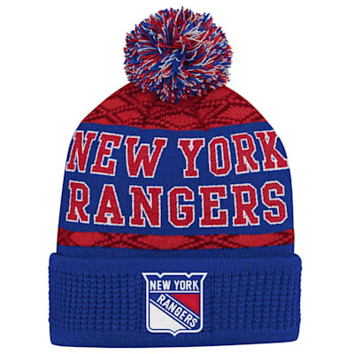  (Outerstuff Puck Pattern Pom Beanie - New York Rangers - Youth)