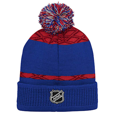  (Outerstuff Puck Pattern Pom Beanie - New York Rangers - Youth)