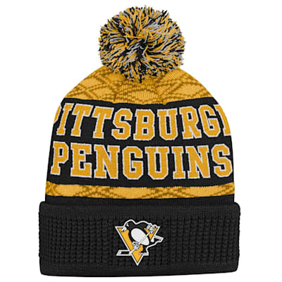  (Outerstuff Puck Pattern Pom Beanie - Pittsburgh Penguins - Youth)