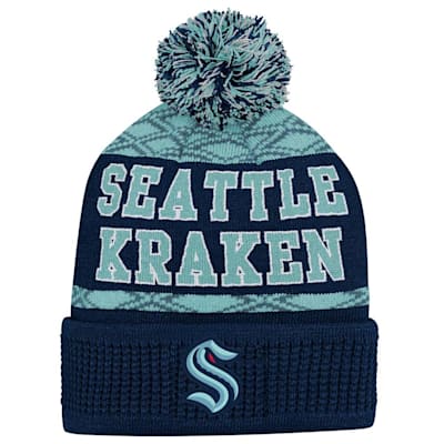  (Outerstuff Puck Pattern Pom Beanie - Seattle Kraken - Youth)
