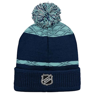  (Outerstuff Puck Pattern Pom Beanie - Seattle Kraken - Youth)