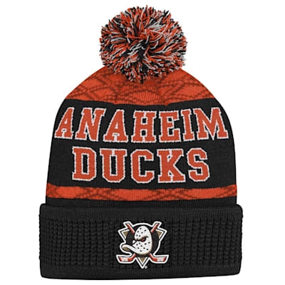  (Outerstuff Puck Pattern Pom Beanie - Anaheim Ducks - Youth)