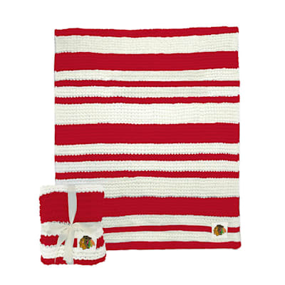  (Logo Brands Striped Cable Knit Throw - Chicago Blackhawks)