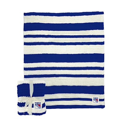  (Logo Brands Striped Cable Knit Throw - New York Rangers)