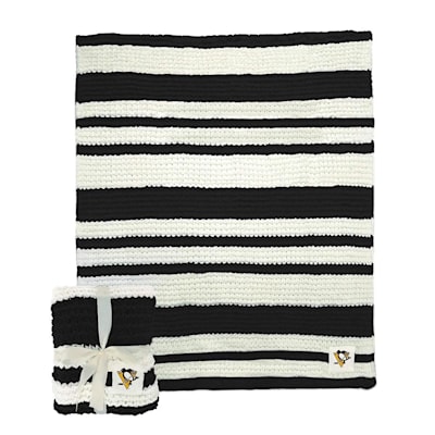  (Logo Brands Striped Cable Knit Throw - Pittsburgh Penguins)