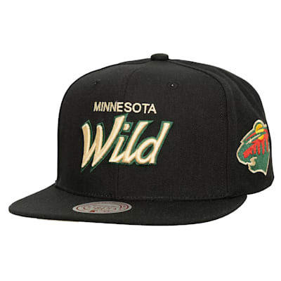  (Mitchell & Ness Cream Script Snapback Hat - Minnesota Wild - Adult)